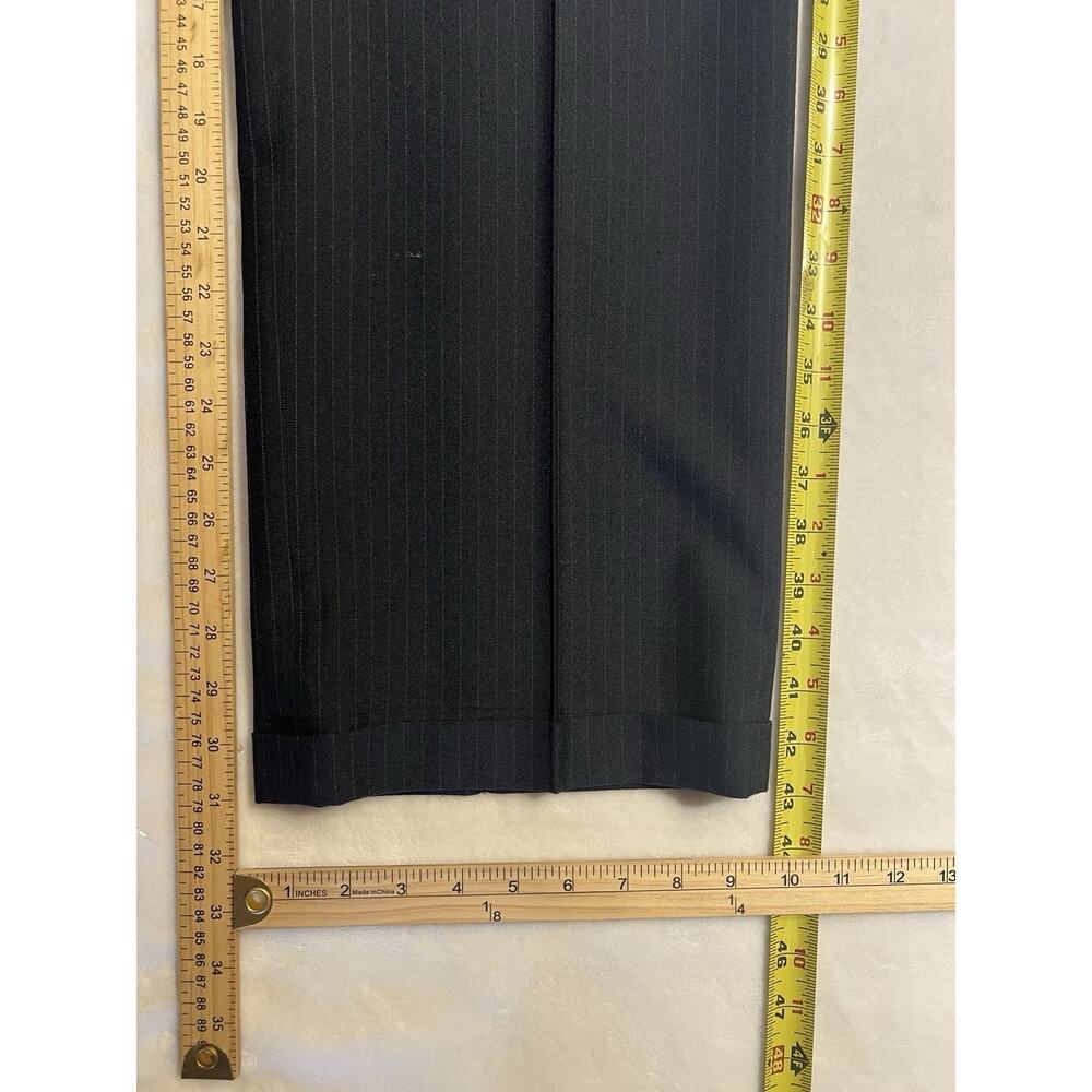 Vintage English Manor 42L 36x31 Navy Blue Pinstripe Suit Light Flannel Finish - Picture 15 of 16